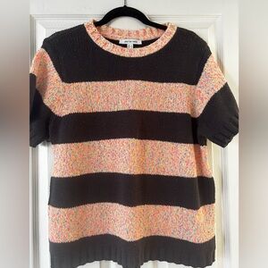 Peace Love World Black and Multicolor Striped Sweater Size Large